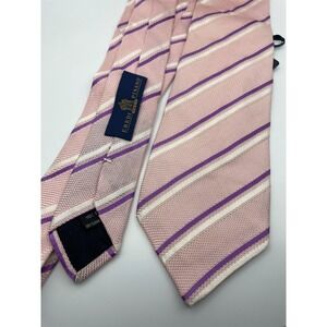 Eredi Pisano Roma Mens Silk Necktie Pink Purple White Striped Made in Italy Tie